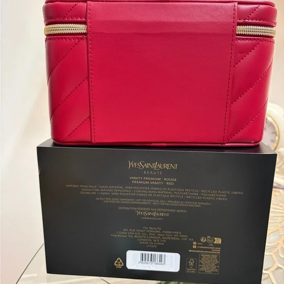 Yves Saint Laurent Quilted Red Cosmetic Case with Gold Hardware - Picture 7 of 13